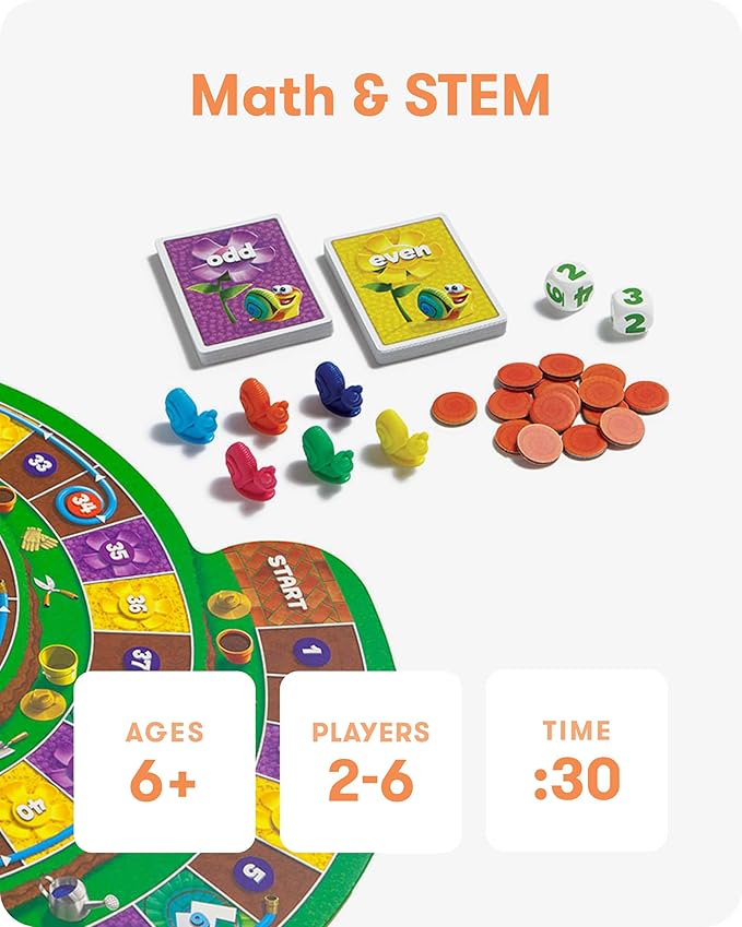 SimplyFun Whirly?™s World - Educational Board Game for Kids - Math Game to Teach Concept of Even & Odds - 2-6 Players, Ages 6 & Up
