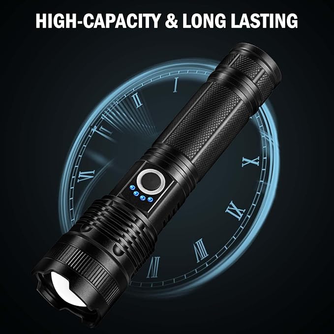 Led Flashlights High Lumens Rechargeable 2 Pack, 99000 Lumen Super Bright Fashlight with 5000ɱAh Βattery, Waterproof Powerful Flash Light Multifunctional Flashlights for Home Camping Hiking