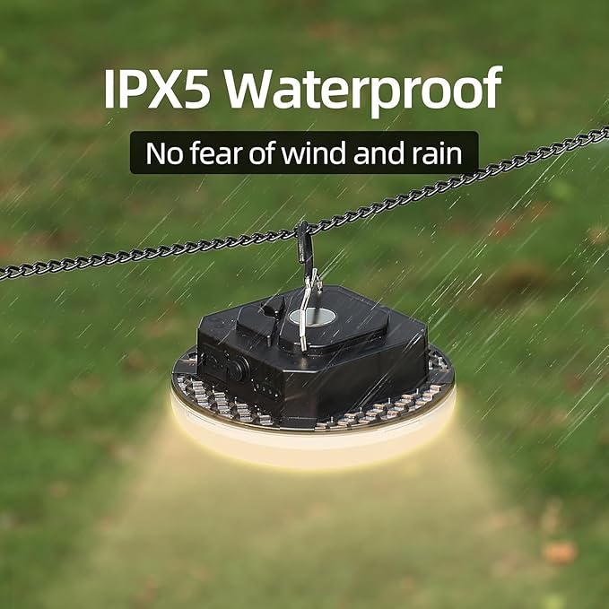 12000mAh (45W) Camping Hanging Tent Light Emergency Power Outage Lantern Home Use 4000LM 3 Modes IPX5 Waterproof Outdoor Walking Rock Climbing Work Rechargeable Camping Light
