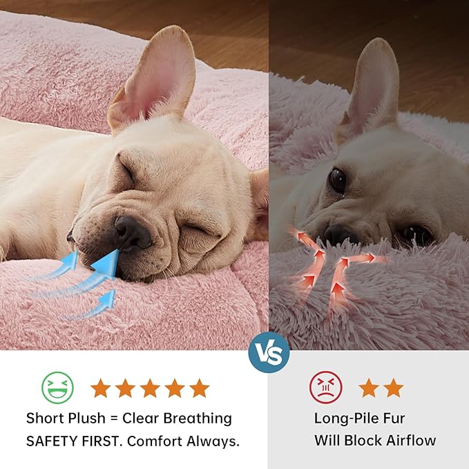 OhGeni 31 inches Calming Donut Orthopedic Dog & Cat Bed for Medium Pets, Warming Comfort Fluffy Short Pile Fur, Durable Waterproof Machine Washable Removable Cover, Cute Round Bed for Puppy, Pink