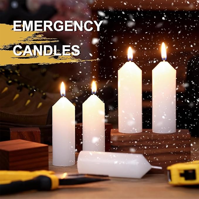 9 Hour Emergency Candles for Lantern (Lantern Not Included) 3.5 Inch White Candles Long Burning Survival Bougie Bulk for Outdoor Camping Power Outage Emergency Survival Preparedness