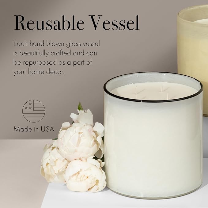 LAFCO New York Luxe 4-Wick Candle, Champagne - 86 oz - 200-Hour Burn Time - Reusable, Hand Blown Glass Vessel - Made in The USA