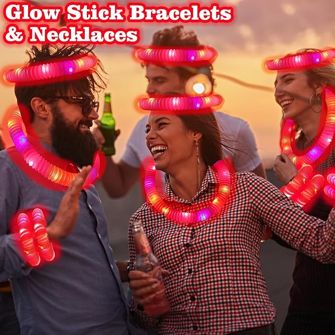 24 PCS Red Glow Sticks Party Favors for Kids, Light Up Necklaces Bracelets Accessories for Toddlers,Halloween Birthday Party Basket Goodie Bag Stuffers Fillers,Treats Prizes Toys Gifts for Boys Girls