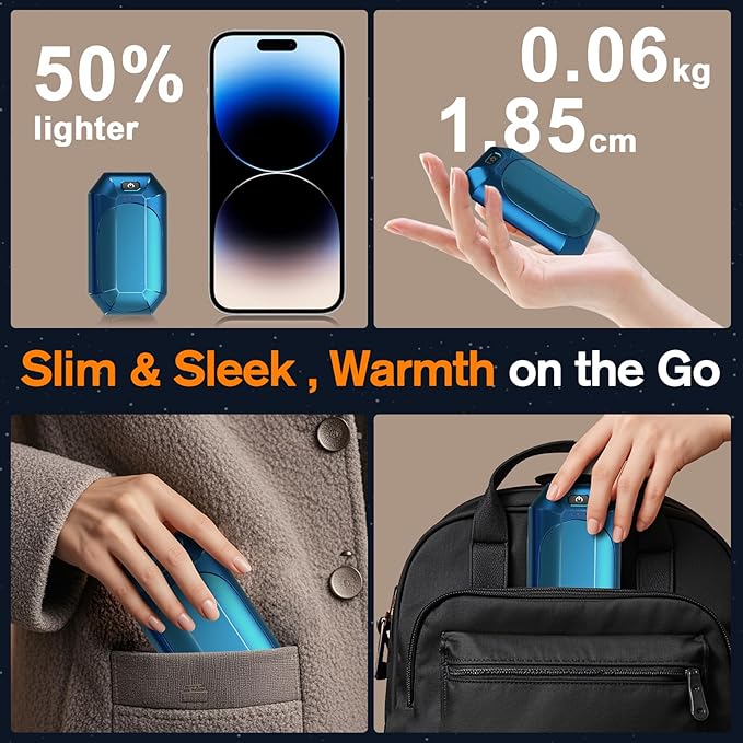AI Hand Warmers Rechargeable 2 Pack, Portable Electric Rechargeable Hand Warmer, 20Hrs Long Heating Electric Hand Warmer, Gifts for Women, Men, Raynauds, Pain Relief,Camping,Golf,Outdoors,Indoor