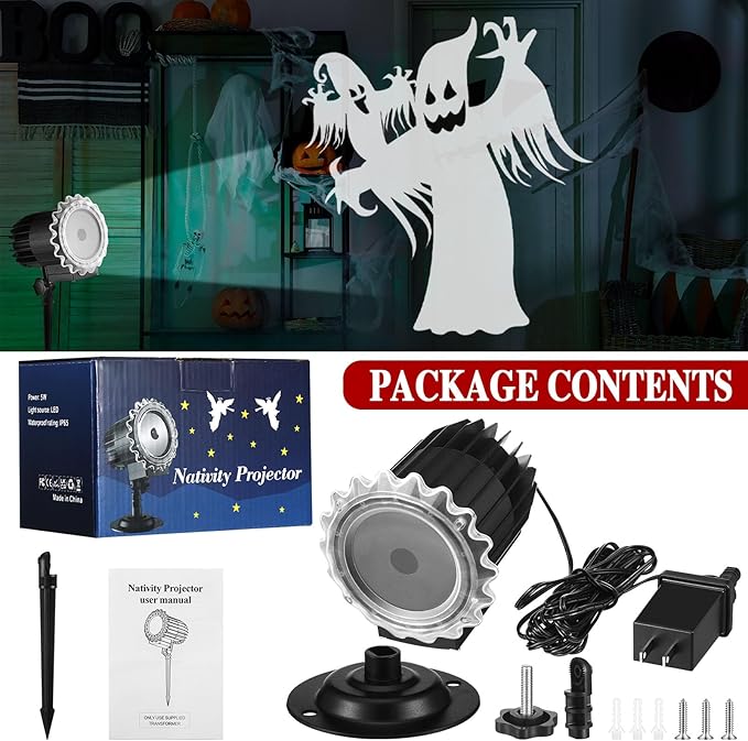 Tuanse Halloween Projector Lights Outdoor Halloween Rotating Ghost Laser Projector LED Flood Light for Window Decor Holiday with Stars for Party Garden Landscape Decoration