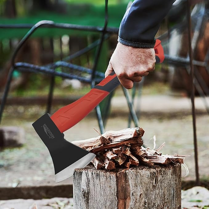 Camping Axe - 14" Wood Axe for Splitting Firewood, Non-Slip Handle, Ideal for Camping and Woodworking