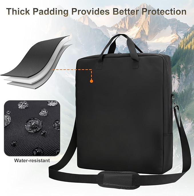Jfxgjuv Solar Panel Storage Bag Compatible with Jackery SolarSaga 100W 100X 200W, Travel Carrying Case with Deepened Opening, Zipper with Pull and Multi-Accessory Space Solar Panel (Black)
