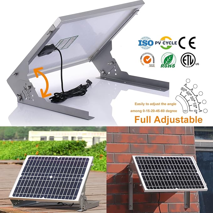 SUNER POWER 20W 12V Solar Battery Charger Maintainer, Built-in Smart MPPT Charge Controller, Adjustable Mount Bracket, Waterproof 20 Watt Solar Panel Kits for Car Automotive Boat Marine RV Trailer