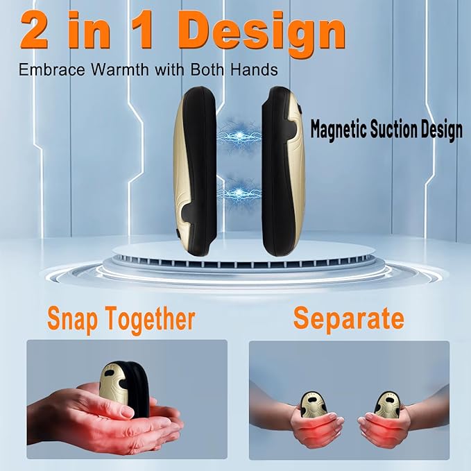 AI Hand Warmers Rechargeable 2 Pack, 4000mAh Hand Warmers with 10000mAh Charging Case, 60Hrs Long Heating Electric Hand Warmer,Pocket Hand Warmer for Christmas,Camping,Hunting