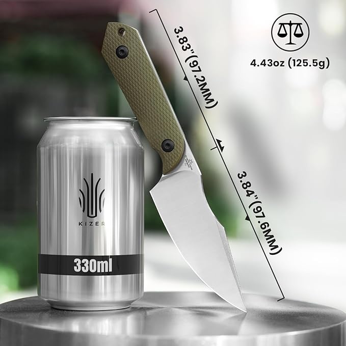 Kizer Harpoon Fixed Blade Knife with Sheath, 3.84??D2 Fixed Blade EDC Knife with G10 Handle for Hunting, Camping, Hiking, Survival 1040M1