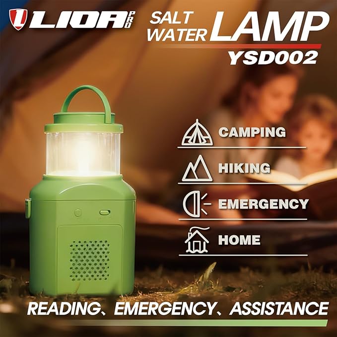 Salt and Water Camping Lamp, Outdoor Lanterns Camping Essentials, No Batteries Required Lights for Emergency Supplies, 400H Continuous Lighting, Survival Kit for Hurricane