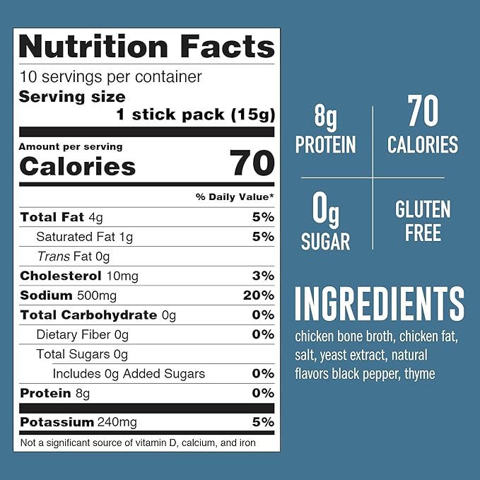 LonoLife Keto Chicken Bone Broth Powder Mix | 10g Protein | Collagen-Rich, Keto & Paleo Friendly | Natural Ingredients | 8oz Bulk Container (15 Servings)