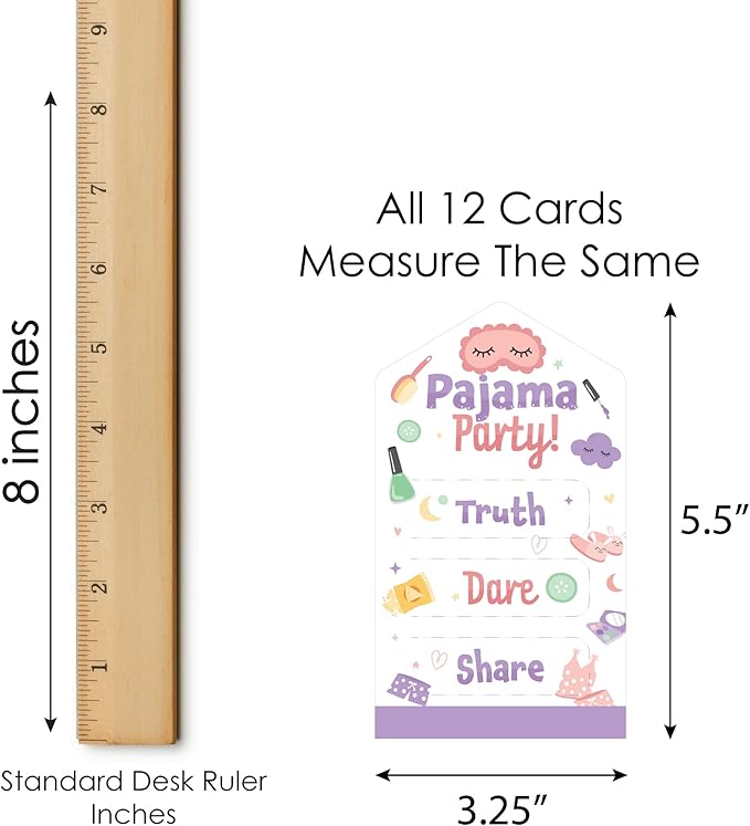 Big Dot of Happiness Pajama Slumber Party - Girls Sleepover Birthday Party Game Pickle Cards - Truth, Dare, Share Pull Tabs - Set of 12