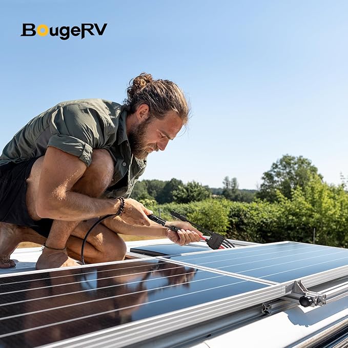 BougeRV Solar Parallel Connectors for 2-4 Solar Panels, Extra Long 2 to 8 Y Branch 10AWG Adapter Splitter Cable Wire Plug PV Tool Kit, Waterproof (MFFFF/FMMMM)