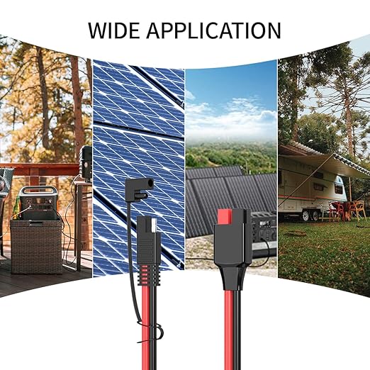12AWG Anderson Connector to SAE Extension Cable with SAE Polarity Reverse Adapter for Portable Power Station Solar Panel (2FT)