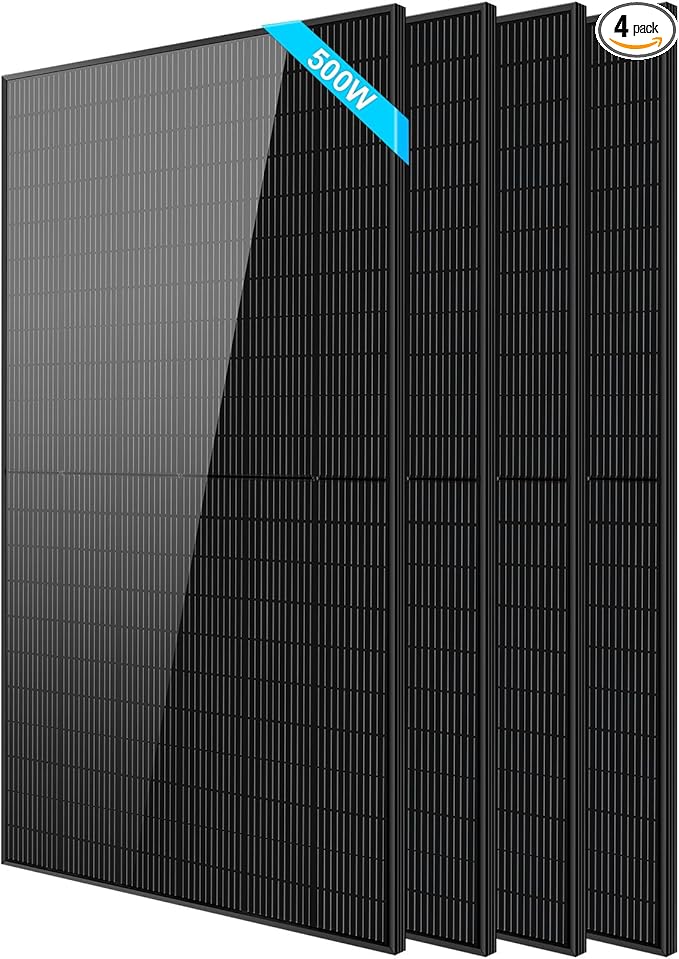 SUNGOLDPOWER 4PCS 500W Solar Panels Monocrystalline UL 61730, Grade A Solar Cell, Waterproof IP68, High Efficiency Solar Panel On/Off Grid Supplies for RV, Tiny House, Marine, Household (Total 2000W)