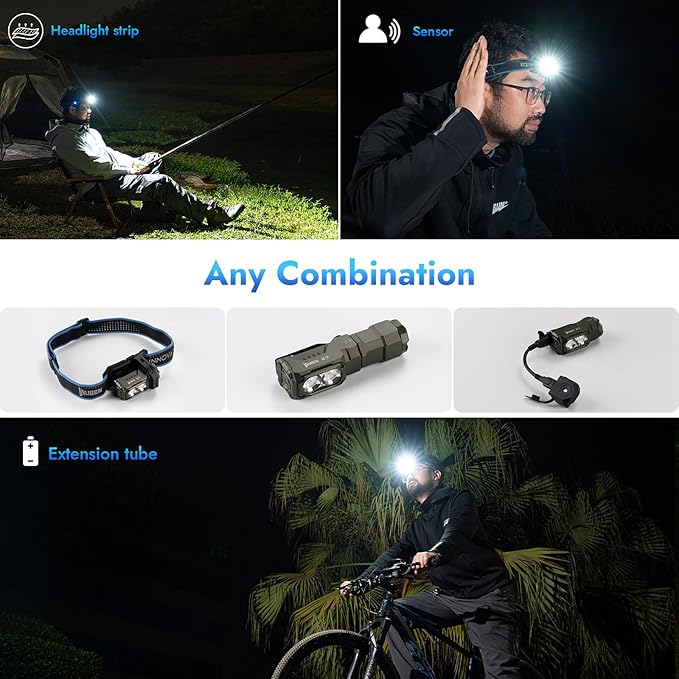 WUBEN E7 1800 Lumen Rechargeable Mini Flashlight with Magnet - Super Bright 6 Modes ArmyGreen EDC Flashlight, Typ-C Rechargeable LED; IP68 Pocket Flashlight for Headlamp Use, Rescue, Camping