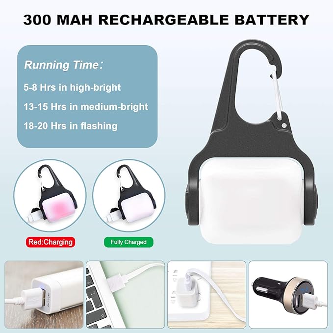Dog Lights for Night Walking, Clip on Dog Collar Light - 3 Modes, USB-C Rechargeable, IP65 Waterproof, LED Safety Light for Running, Camping, Climbing, Bike - 2 Packs