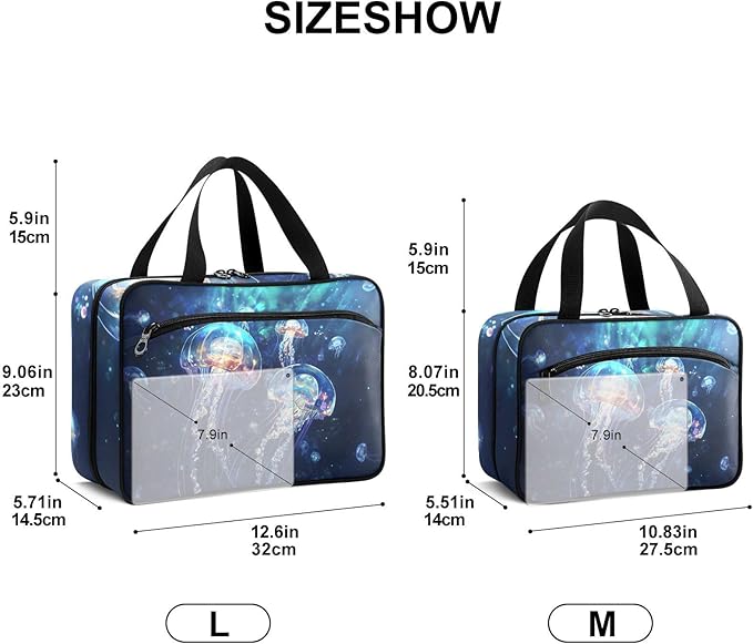 Fustylead Fantastic Jellyfish in The Sea Travel Pill Bottle Organizer Large Home Storage Medication Bag with Zipper for Vitamins, First Aid, Fish Oil, Medical Supplies