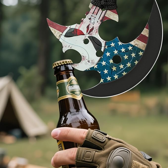 Outdoor 13" Camping Hatchet,Multi Functional Shock-Absorbing Hand Pattern Axe,Mountaineering Campfires Self Defense Portable Carrying Gift for Friend,Family,13",1LB
