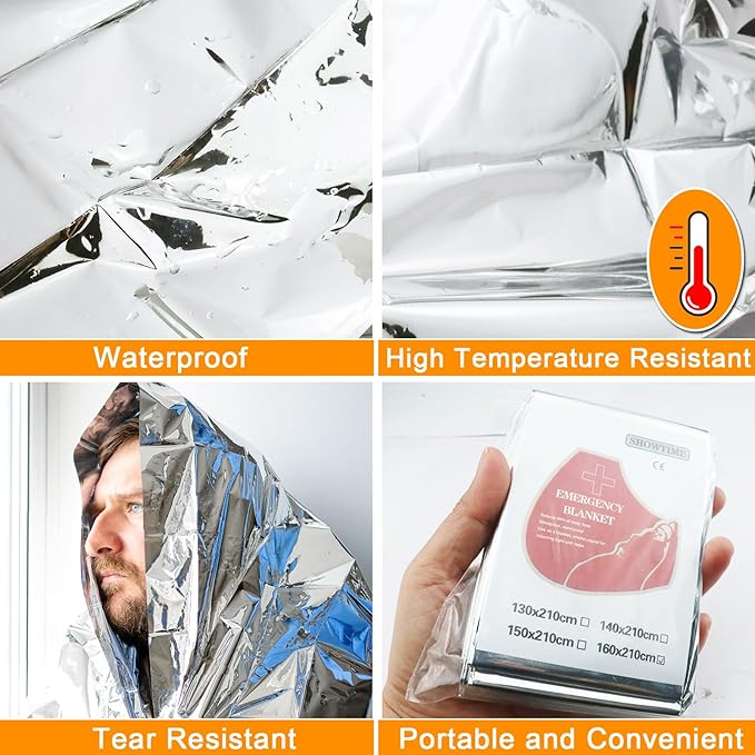 Emergency Mylar Thermal Blankets, 8-Pack Space Blankets Survival Mylar Blanket Emergency Kit Perfect for Outdoors, Hiking, Camping Survival, Bug Out Bag, 83" x 63"