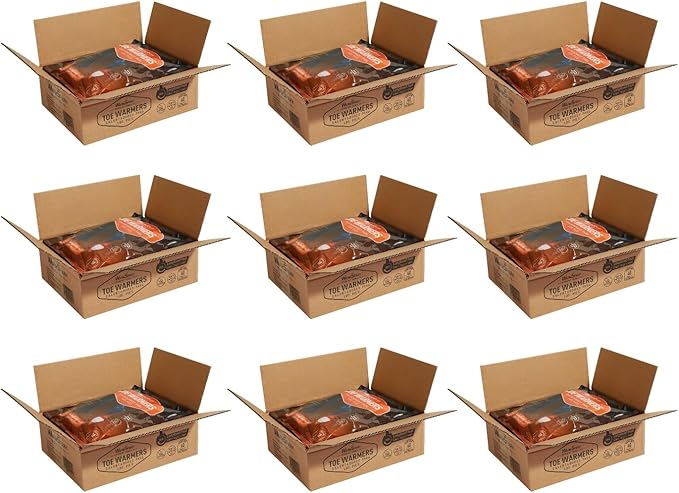 Toe Warmers Bulk - 360 Pairs - Up to 10 Hours of Heat, Easily Apply with Adhesive - Ultra Thin, Easy, All Natural - Air Activated, Odorless Hot Toe Warmers (9 Boxes)