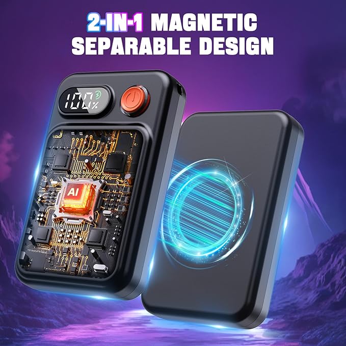 Hand Warmers Rechargeable 2 Pack - Magnetic, LED Display, 4 Heat Levels, Gift for Men Women, USB-C, Reusable, Lanyard, Electric Hand Foot Warmer, Fits Gloves, Golf, Camping, Walking, Hunting