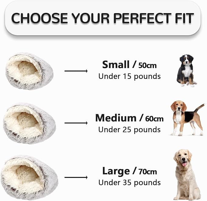 Calming Cat Beds, Fluffy Plush Round Cat Cave Washable, Cozy Warming Anti-Slip Small Dog Bed for Puppy and Kitten, Soft Anti Anxiety Pet Nest (20×20 inch, Grey)