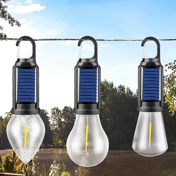 MODOAO Led Tent Lights 5 Pack Camping Lantern USB Rechargeable Solar Tent Lights,Outdoor Hanging Light Bulbs with Clip Hook 3 Mode Lighting Warm White