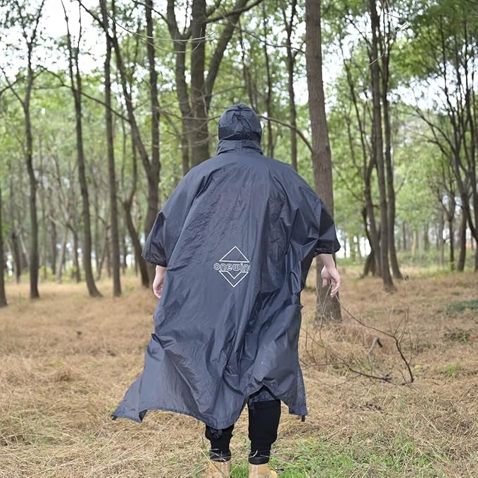 onewind Hooded Rain Poncho, Silnylon Rain Coat Versatile Survival Shelter Waterproof Breathable Lightweight Poncho