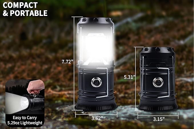 KunHe 24-Pack 1800mAh Collapsible Portable LED Camping Lantern Lightweight Waterproof USB Rechargeable LED Flashlight Kits for Indoor Outdoor Home Emergency Light Power Hiking