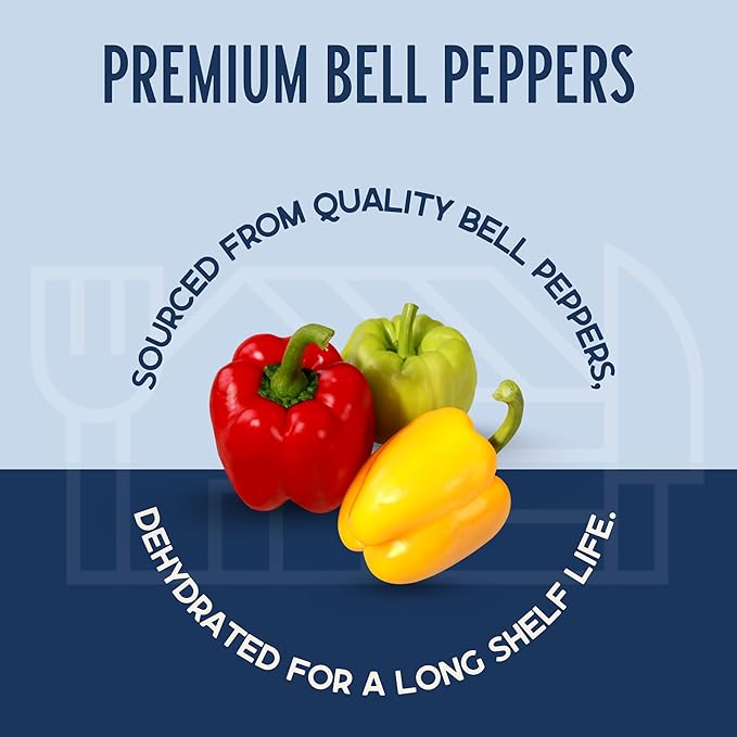 Harmony House Dried Mixed Bell Peppers, Diced ??Dehydrated Vegetables for Cooking, Camping, Emergency Supply and More