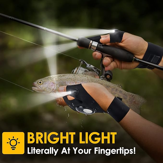 PARIGO LED Flashlight Gloves, Novelty Stocking Stuffers for Men, Christmas Gifts for Teens Boys Dad Husband Grandpa Him Men Who Have Everything, Cool Gadgets Tools for Car Repairing, Fishing, Camping