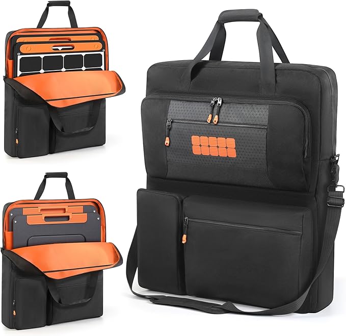 Padded Solar Panel Carrying Case Compatible with Jackery SolarSaga 100W 100X 200W,Travel Solar Panel Storage Bag for 2 Battery Panels Fits for ZOUPW 100W 110w 200w with Multi-Pockets & Shoulder Strap