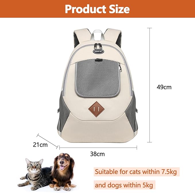 Cat Backpack, Dog Backpack Carrier for Cat and Puppy, Ventilated Pet Backpack for Hiking, Camping, Airline Approved Cat Backpack(White)