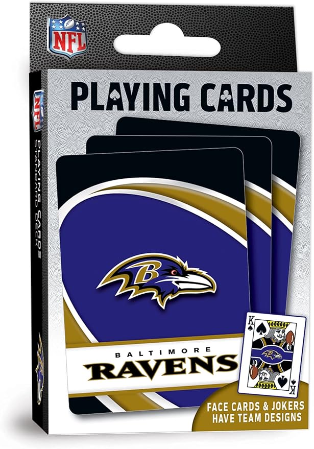 MasterPieces - NFL Playing Cards, Officially Licensed Baltimore Ravens Football Deck, Family Games for Adults and Kids, Standard Size