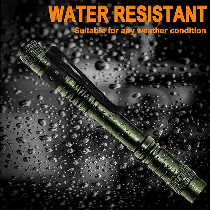 Beieverluck 20 Pack Pen Light Flashlight Mini Small Flashlight with Clip Waterproof LED Pocket Pen Flashlights for Camping, Inspection, Work, and Emergency(Large,Green)