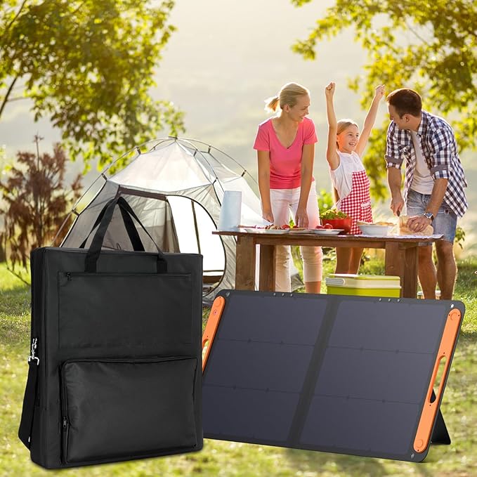 Solar Panel Storage Bag Compatible with Jackery Solar Panel 100 Watt,Padded Solar Panels Bag,Solar Panels Carrying Case with 2 Pockets (22 x 4.72 x 25.6in,Black)