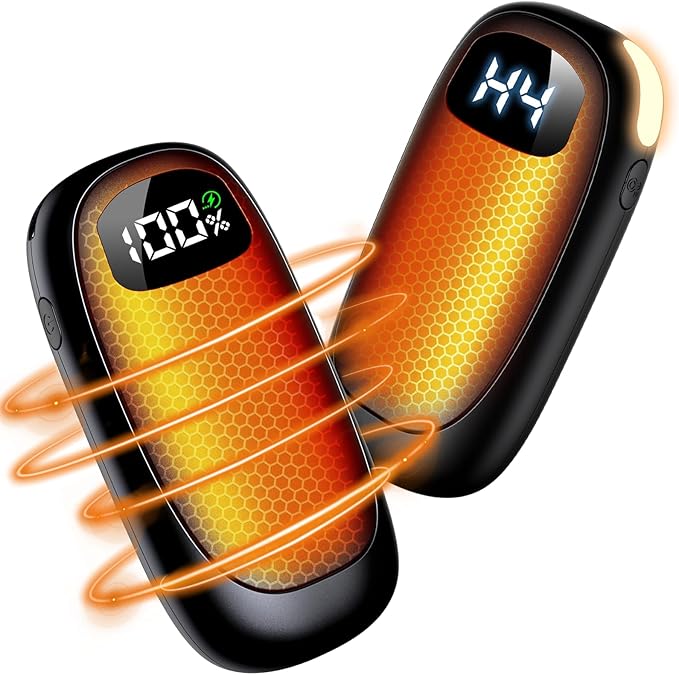 Hand Warmers Rechargeable - Electric Hand Warmers, Max 20 Hrs Warmth 4 Levels Heat Up to 131?? Dual-Side Heating Portable Reusable Pocket Heater 2 Pack for Raynauds, Hunting, Camping, Golf