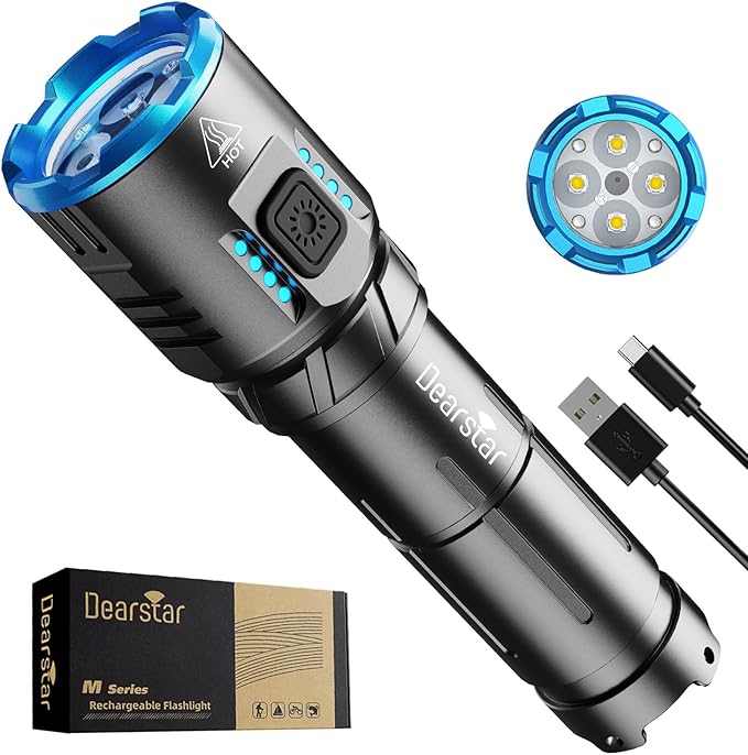 Rechargeable Flashlights Mini Tactical High Lumen, Super Bright LED Small Flashlight with Magnetic Base, High Powered Strong Flash Light, Pocket Outdoor Home Emergency Security Camping