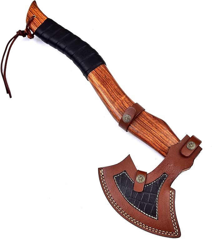 Dessi Damascus Steel Blade Axe Hatchet Tomahawk Hunting Knife Camping Outdoor. SM48