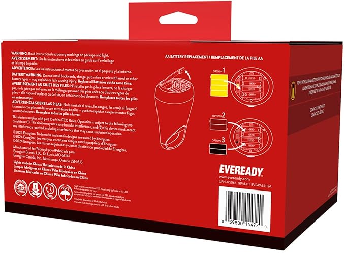 Eveready LED Camping Lantern X-250 (2-Pack), Super Bright Tent Lights, Rugged Water Resistant LED Lanterns, 100 Hour Run-time (Batteries Included), Red and Black