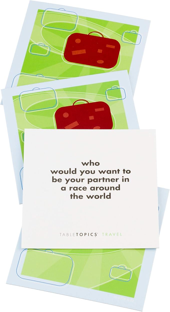 TableTopics Travel to Go Question Card Game - 40 Conversation Starter Cards About Travel, Vacations, Roadtrip Essentials for Friends, Adult Car Game