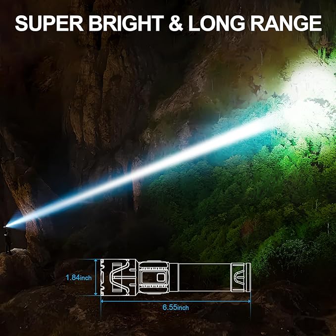 Rechargeable Flashlights High Lumens - Super Bright LED Tactical Flash Light, Powerful Waterproof Handheld USB C Flashlight for Camping,Emergencies,Home,5 Modes,Zoomable (1, Orange)