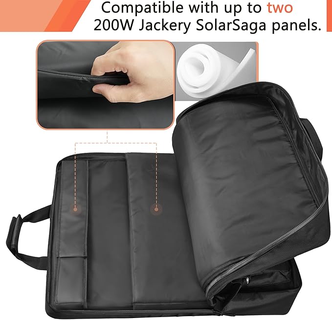Solar Panel Storage Bag Compatible with 2 Jackery 200W, Padded Portable Solar Panel Travel Bag Compatible with Jackery SolarSaga 100W 100X 200W