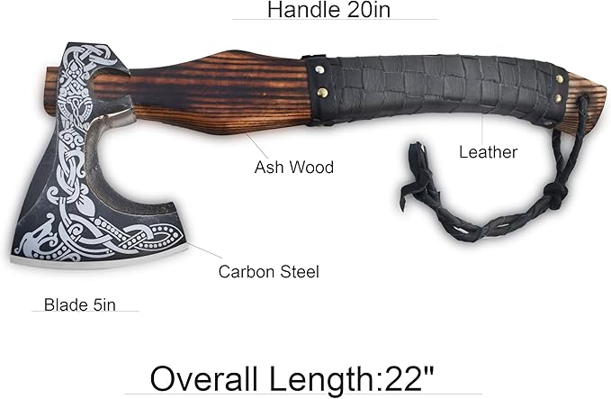 | Exquisite Handmade Viking Axe - Ideal for Collectors & Enthusiasts | Authentic, Artisan-Crafted | Medieval Styled Axe with Durable and Robust High Carbon Steel (GC-AX05)