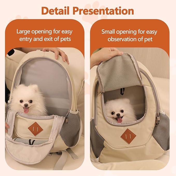 Cat Backpack, Dog Backpack Carrier for Cat and Puppy, Ventilated Pet Backpack for Hiking, Camping, Airline Approved Cat Backpack(White)