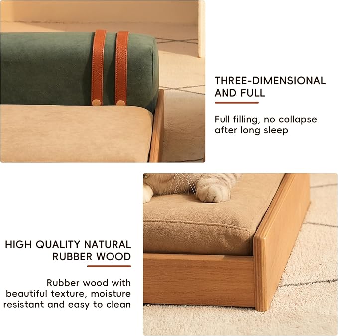 AutoCare Cat Sofa Bed, Solid wood cat sofa. Inspired by the geometric impressionist painter Mondrian, The combination of building block gameplay provides cats with a comfortable experience (Chocolate)