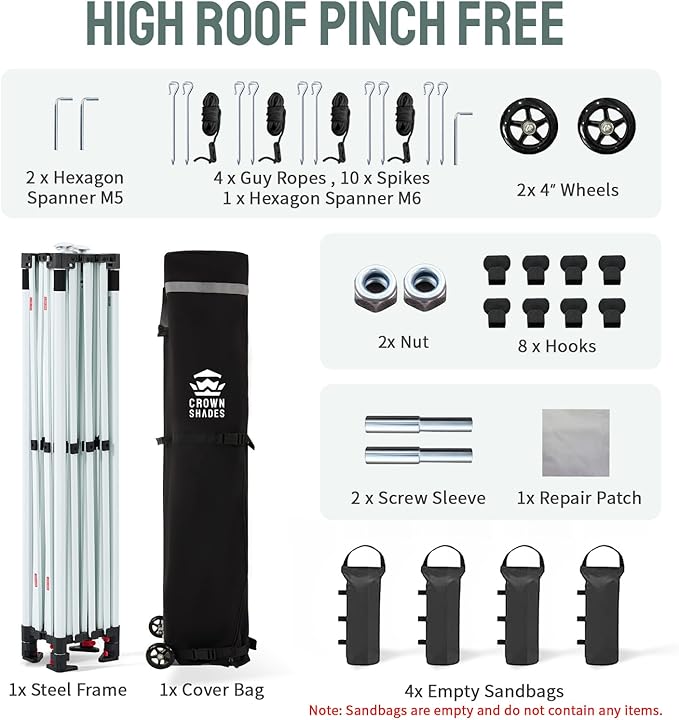 CROWN SHADES 10x20 Pop Up Canopy Tent - Commercial Canopy Tent with 400D Strength Oxford Fabric, Hexagonal Leg, 4 Upgraded Weights - Great for Trade Shows, Events,Parties & Commercial Use, Blue