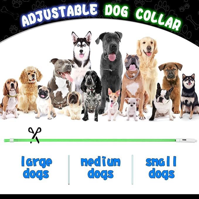 Frienda 4 Pcs Dog Collar LED USB Rechargeable Lights Dog Necklace Collars Doggy Lights for Night Walking Adjustable Safety Lamp Pet Collars for Large Medium Small Puppy(Classic Style,Green, Blue)